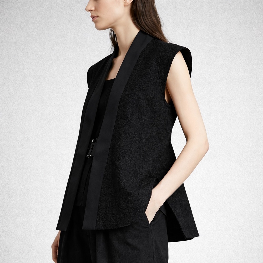 Rick Owens Black Textured Cotton Vest US 4 Made in Italy Avant Garde Minimalist - Picture 14 of 16